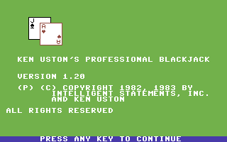 Ken Uston's Professional Blackjack screenshot 2 for Commodore 64